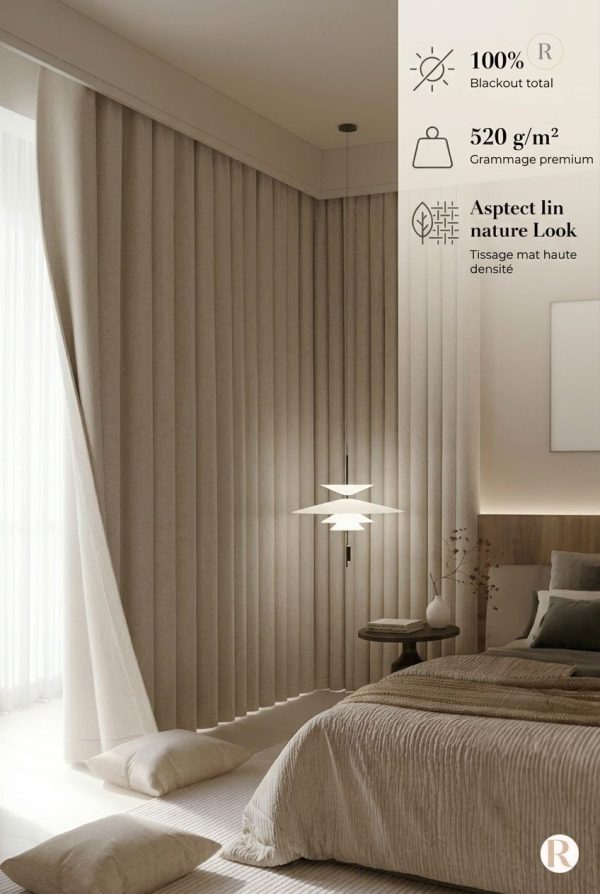 Rideau occultant en tissu blanc crème pour la lumière