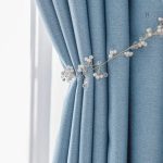 Double rideau bleu ciel, parfait pour la décoration intérieure