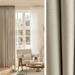 Double rideau occultant beige crème pour fenêtres