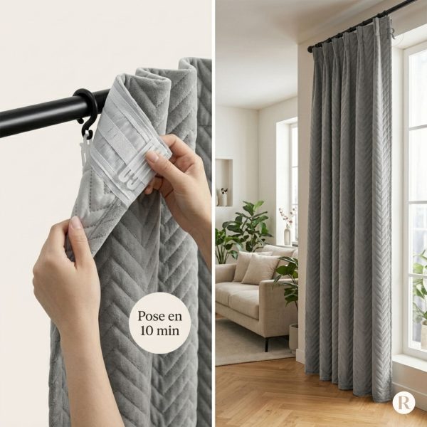 Rideau thermique gris offrant isolation phonique