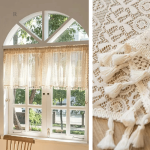 Rideau Macramé Beige élégant pour décoration intérieure