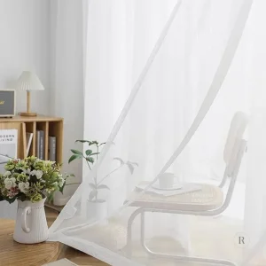 Voilage transparent blanc pour fenêtres