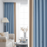 Rideau occultant bleu et beige pour une obscurité optimale