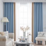 Rideau bleu et beige, idéal pour assombrir les pièces