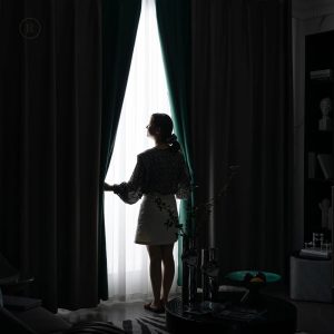 Rideau occultant bleu Tiffany, idéal pour tamiser la lumière
