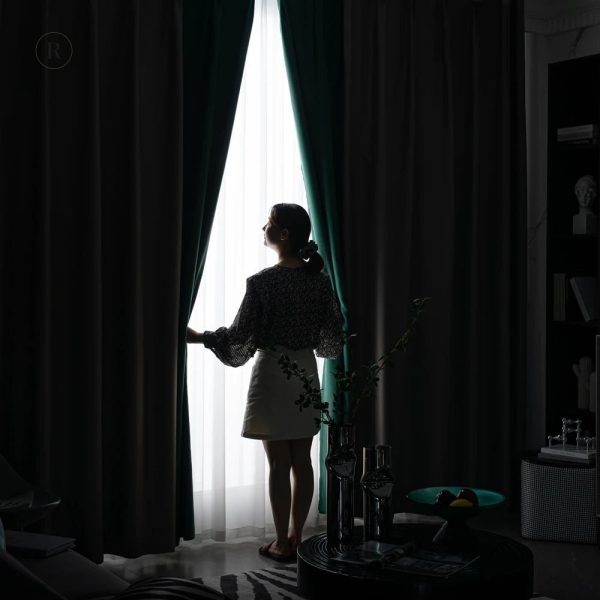 Rideau occultant bleu Tiffany, idéal pour tamiser la lumière