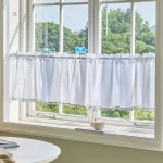 Brise bise en lin blanc pour fenêtres et décoration intérieure