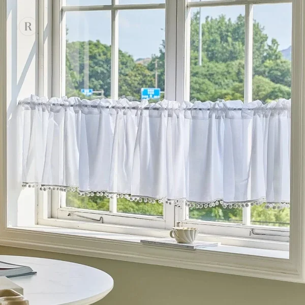 Brise bise en lin blanc pour fenêtres et décoration intérieure