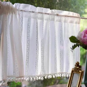 Rideau brise bise macramé écru pour cuisine