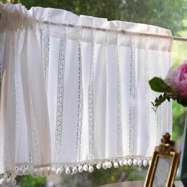 Rideau brise bise macramé écru pour cuisine