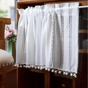 Rideau en macramé écru, style bohème pour fenêtres