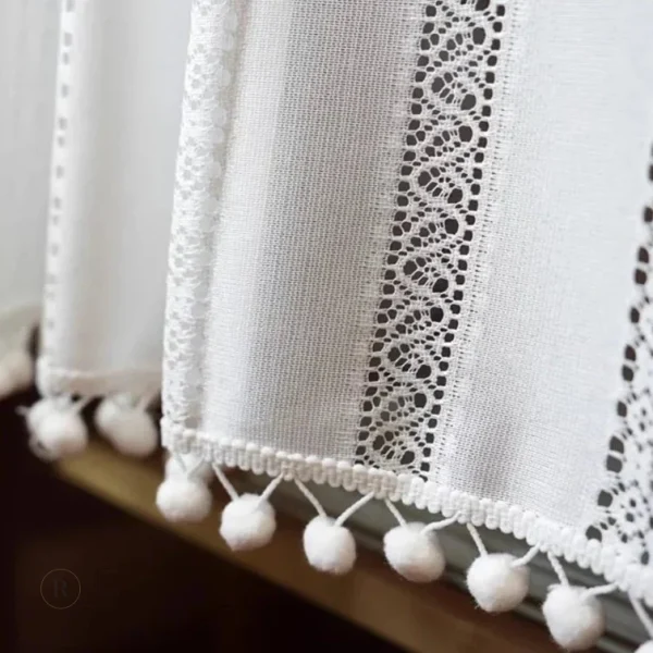 Rideau brise bise en macramé, touche élégante écrue