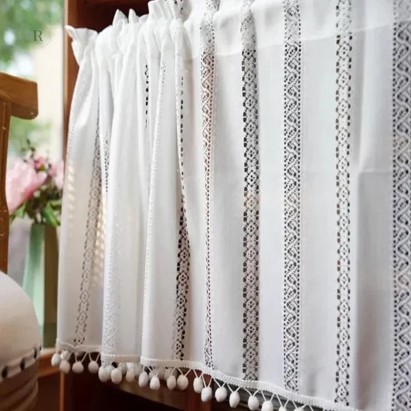 Accessoire cuisine : rideau macramé écru, design tendance