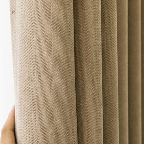 Rideau marron clair avec design chevron, semi occultant