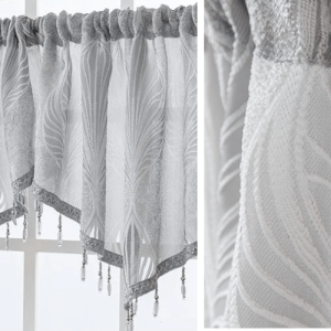 Rideau cuisine gris pour fenêtre, design élégant et moderne
