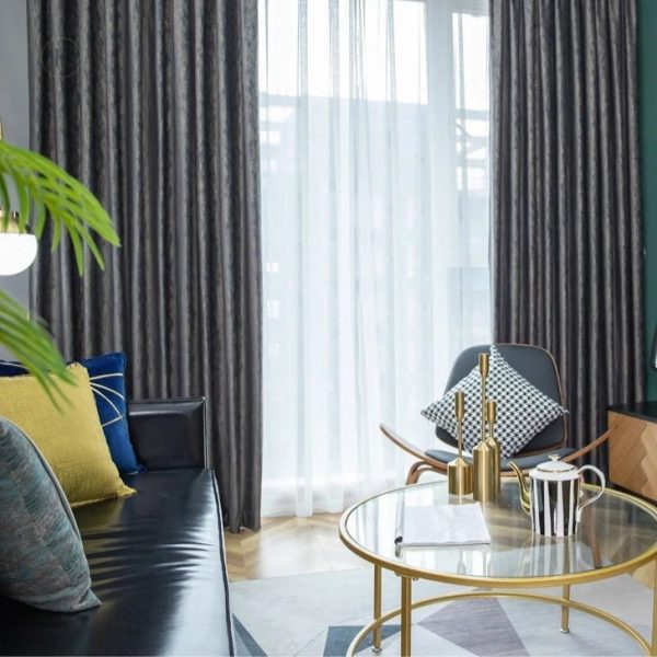 Rideau en tissu effet bois, style naturel