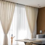 Voilage en lin, couleur beige douce pour la lumière