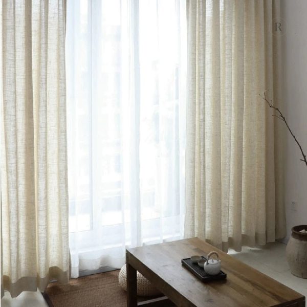 Rideau beige en lin, style naturel pour la décoration