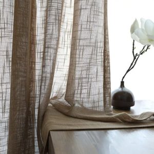 Voilage marron en lin, touche naturelle pour décoration