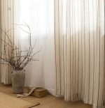 Rideau en lin bleu, design rayé moderne