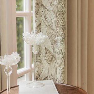 Beige à motifs, rideau semi occultant pour décoration
