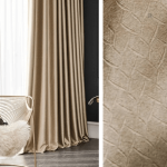 Rideau semi-occultant géométrique beige