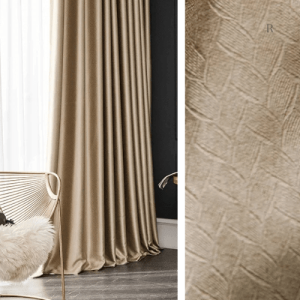 Rideau semi-occultant géométrique beige