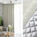 Rideau phonique thermique occultant beige satiné