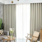 Rideau isolant phonique beige aspect satiné
