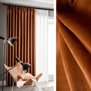 Rideau semi occultant couleur terracotta