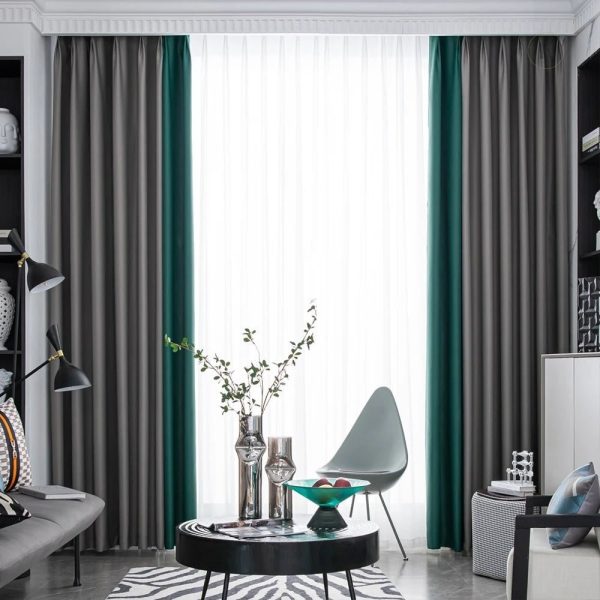 Rideau occultant avec design moderne en vert et gris