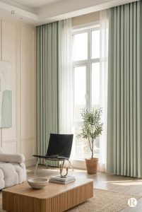 Tissu occultant vert menthe, idéal pour assombrir les pièces