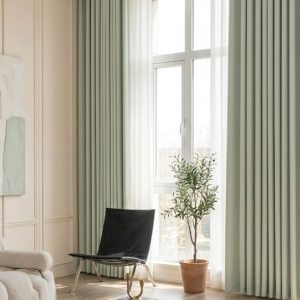 Tissu occultant vert menthe, idéal pour assombrir les pièces