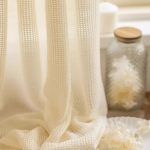 Rideau en tressage crème, style moderne