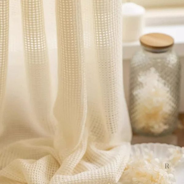 Rideau en tressage crème, style moderne