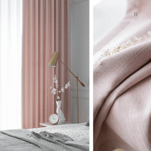 Rideau semi occultant rose poudré pour décoration intérieure
