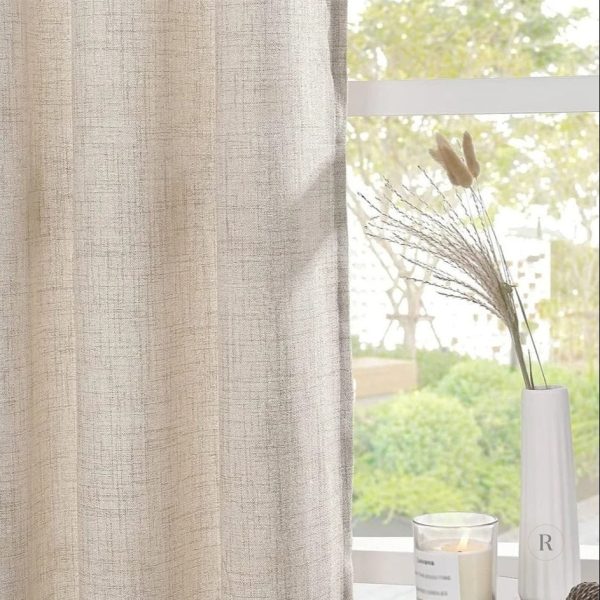 Rideau semi occultant, style contemporain en taupe