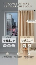 Rideau beige offrant une réduction sonore de 30db