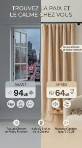 Rideau beige offrant une réduction sonore de 30db