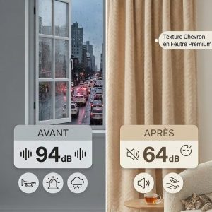 Rideau beige offrant une réduction sonore de 30db