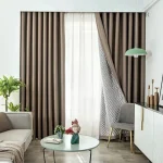 Rideau 3-en-1 taupe pour isolation phonique et thermique