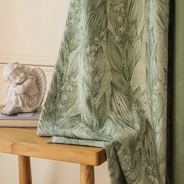 Rideau décoratif vert motif géométrique