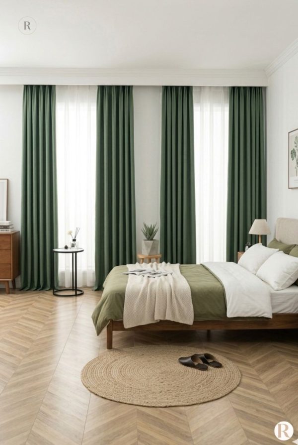 Tissu vert sapin, idéal pour bloquer la lumière