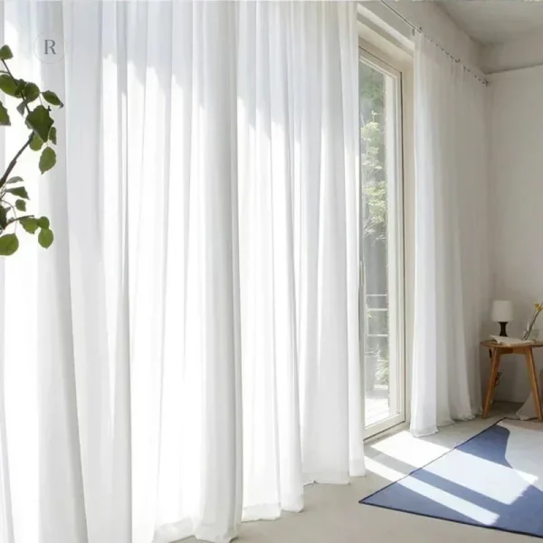 Voilage blanc avec texture velours doux