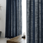 Rideau en lin bleu foncé, idéal pour un intérieur élégant