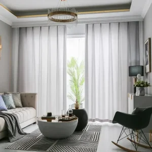 Voilage léger gris, idéal pour la décoration intérieure
