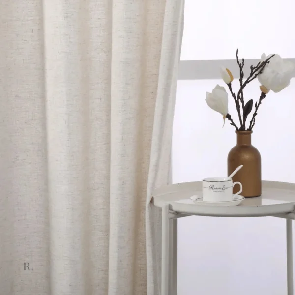 Voilage en lin, teinte écrue, décoration moderne