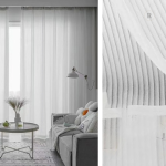 Rideaux AURÉïS à rayures horizontales blanches et transparentes
