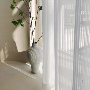 Rideaux rayés blancs AURÉïS, légers et aériens pour fenêtres